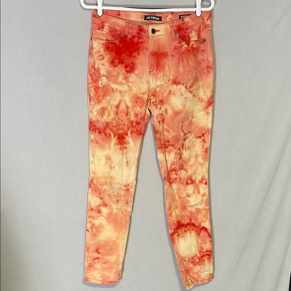 Joe Fresh Custom Red and Orange Tie-Dye Ankle Cut Jeans